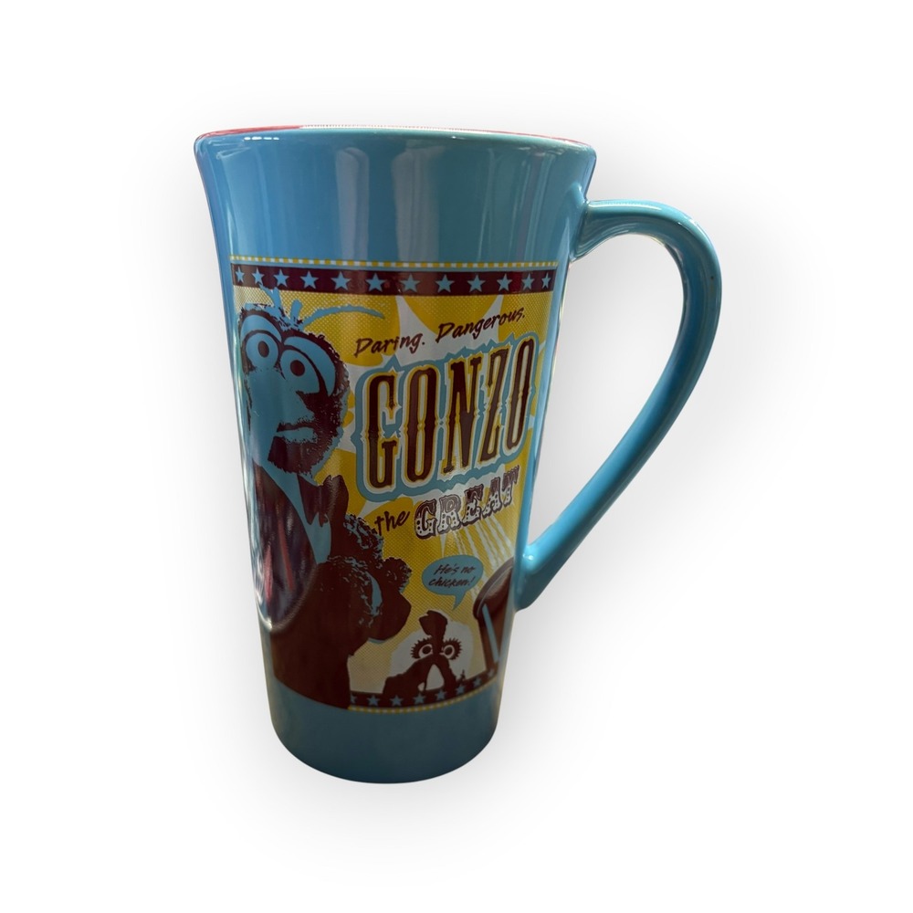 Disney Store Muppets Gonzo the Great Latte Mug Blue Red Ceramic Coffee Cup